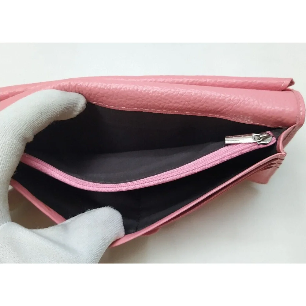 B.T.Rose Pink Pebbled Leather Credit Card ID Window Bifold Wallet